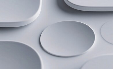 Soft neumorphic background generative ai image with light grey shapes and embossed