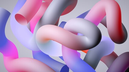 Naklejka na ściany i meble 3d render, abstract modern background of colorful tubes. Multicolored minimalist wallpaper