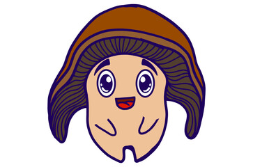 Happy Mushroom Cartoon Stickers
