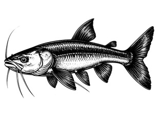 Obraz premium Mekong Giant Catfish Sketch