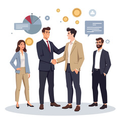 a group of business people discussion illustration, business man and woman