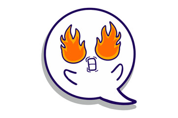 Burning Spirit with Fiery Eyes expression Emoji Bubble Chat Mascot Characters