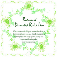 水彩風の手描き　花と緑の飾り罫