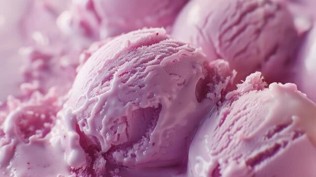 Closeup purple ice cream scoops