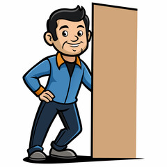 Creative Man Leaning Against Wall on Hips Vector Illustration | Relaxed Male Pose for Lifestyle, Fashion, and Character Design