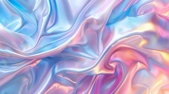Iridescent pastel holographic fabric texture with soft flowing waves and shimmering colors (6)