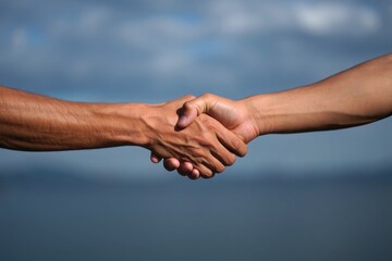 A handshake signifies agreement, a common gesture of cooperation, partnership and deal success.