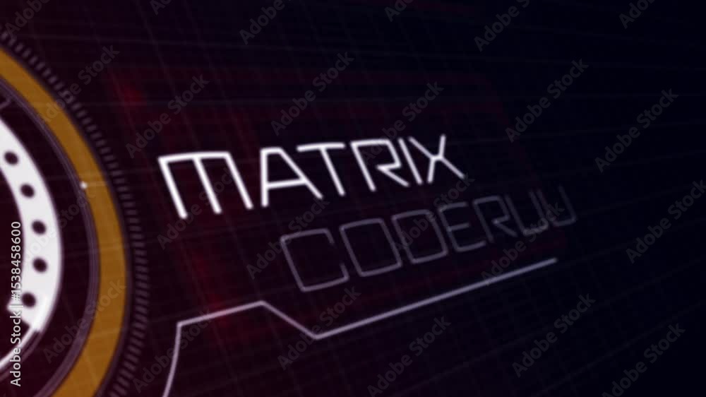 Poster appearing concentric rings and segmented arc spinning in dark grid, revealing matrix coderun title