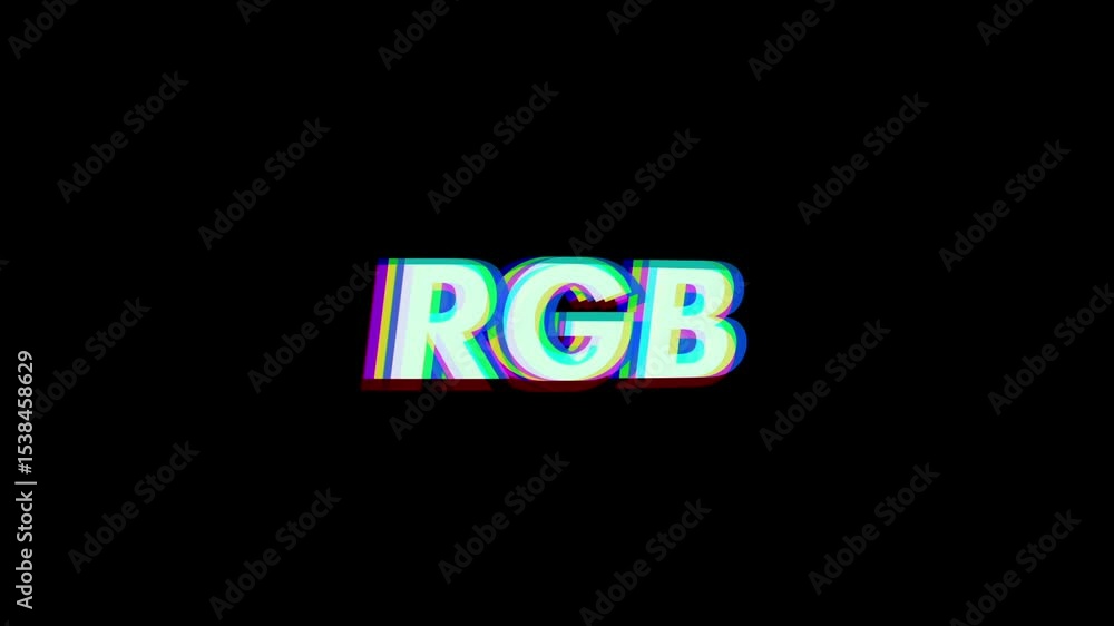 Poster fading text rgb shifting red green blue outlines on black backdrop while creating glitch effect