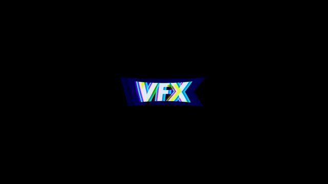 Starting with black void, animated VFX logo glitching in void, with pulsating oval outline