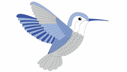Blue and Gray Hummingbird in Flight