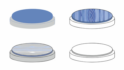Round Display Platforms, Isometric View, Set of Four