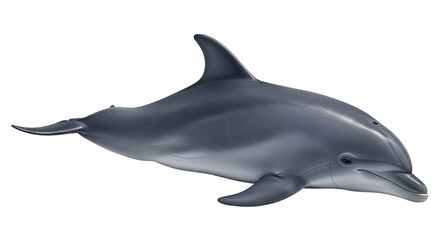 Fototapeta premium Swimming Dolphin Close-Up Isolated on White Background