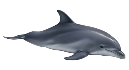 Swimming Dolphin Close-Up Isolated on White Background