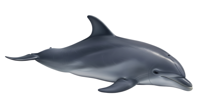 Swimming Dolphin Close-Up Isolated on White Background