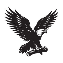 Obraz premium Vintage Bald Eagle Perch Vector – Patriotic Bird Silhouette Design