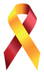 Yellow-red awareness ribbon. Realistic Awareness Yellow with red ribbon. World Hepatitis Day. 3d tape EPS 10. Design Template for poster, Website Magazine