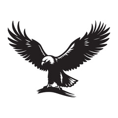 Obraz premium Vintage Bald Eagle Perch Vector – Patriotic Bird Silhouette Design