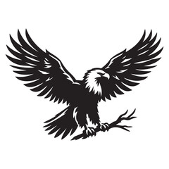 Fototapeta premium Vintage Bald Eagle Perch Vector – Patriotic Bird Silhouette Design