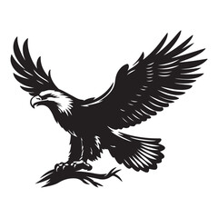 Vintage Bald Eagle Perch Vector &ndash; Patriotic Bird Silhouette Design