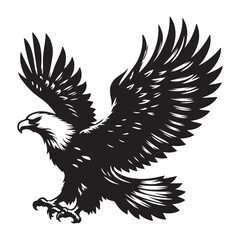 Obraz premium Vintage Bald Eagle Perch Vector – Patriotic Bird Silhouette Design