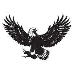 Obraz premium Vintage Bald Eagle Perch Vector – Patriotic Bird Silhouette Design