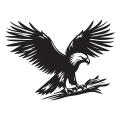 Fototapeta premium Vintage Bald Eagle Perch Vector – Patriotic Bird Silhouette Design