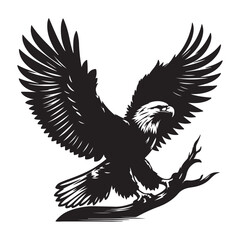 Fototapeta premium Vintage Bald Eagle Perch Vector – Patriotic Bird Silhouette Design