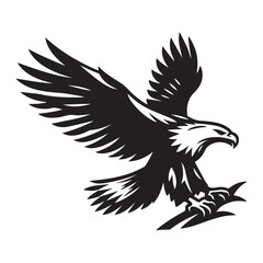 Obraz premium Vintage Bald Eagle Perch Vector – Patriotic Bird Silhouette Design