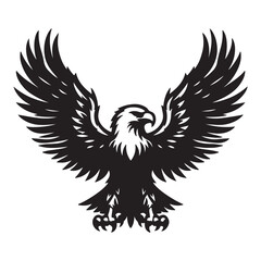 Obraz premium Vintage Bald Eagle Perch Vector – Patriotic Bird Silhouette Design