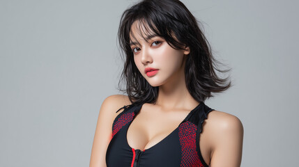 Fototapeta premium 水泳,美女, 女性, 水着, 美しい, 顔, モデル, 日本, 韓国, アジア