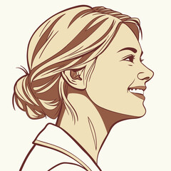 Stylish vector portrait of a beautiful young woman with long flowing hair, captivating eyes, and artistic face design, embodying glamour and fashion illustration