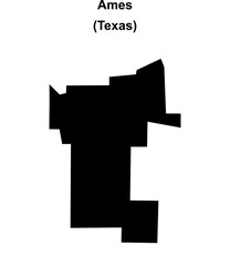 Ames (Texas) blank outline map