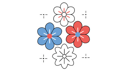 Colorful Floral Design, Simple Flower Illustration