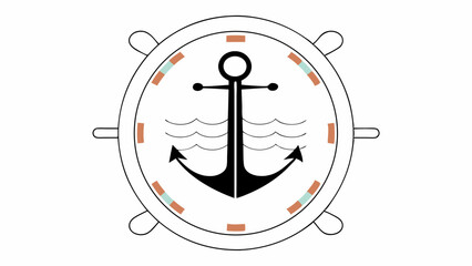 Nautical Anchor in Compass Rose