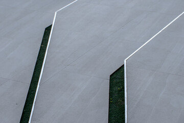 Modern concrete pavement with grass strips