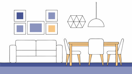 Modern Living Room Interior Design Line Art