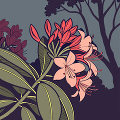 Seamless vintage floral pattern: an abstract botanical illustration of blooming flowers, leaves, and branches, perfect for nature-inspired summer design or decorative spring wallpaper