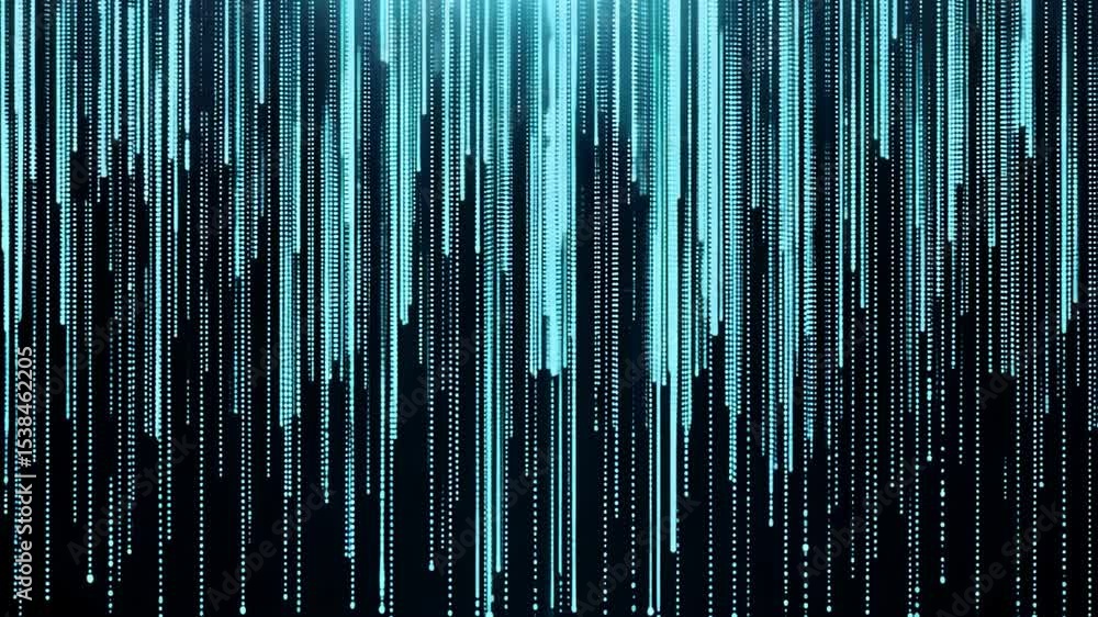 Poster digital abstract background with glowing blue lines cascading downward creating a tech-inspired visu