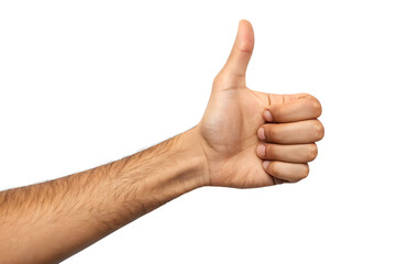 Human Hand thumsup isolated on white or transparent background