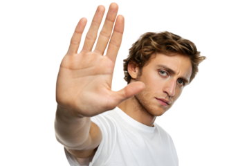 Open hand gesture isolated on white or transparent background