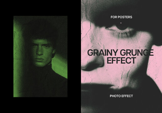 Grain Grunge Poster Photo Effect Mockup