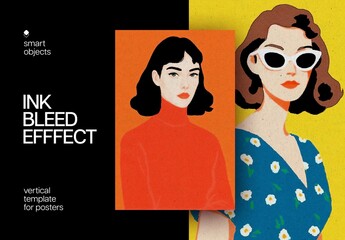 Ink Bleed Fabric Printer Poster Effect Mockup