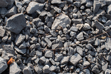 Gray gravel texture on the ground