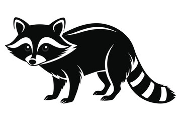 Obraz premium Striking silhouette captures a raccoon's essence through contrasting black and white simplicity, enhancing its bold character