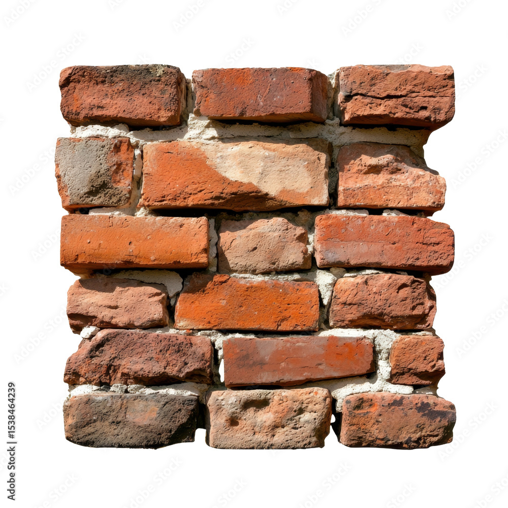 Poster detailed close-up of rustic brick wall with unique color variations and textures for architectural a