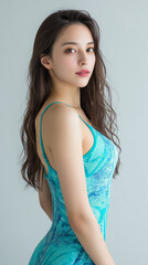 Fototapeta premium 水泳,美女, 女性, 水着, 美しい, 顔, モデル, 日本, 韓国, アジア