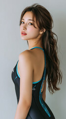 Fototapeta premium 水泳,美女, 女性, 水着, 美しい, 顔, モデル, 日本, 韓国, アジア