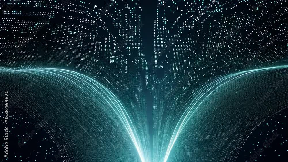 Aufkleber futuristic digital network with glow effects and data particles creating a dynamic abstract backgrou