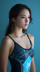 Naklejka premium 水泳,美女, 女性, 水着, 美しい, 顔, モデル, 日本, 韓国, アジア